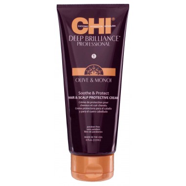 CHI Deep Brilliance Olive & Monoi Soothe & Protect - Защитный крем для кожи головы и волос 177мл