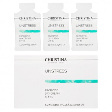 CHRISTINA UNSTRESS Probiotic Day Cream SPF15 - Дневной крем с пробиотическим действием СЗФ 15, 30 х 1.5мл