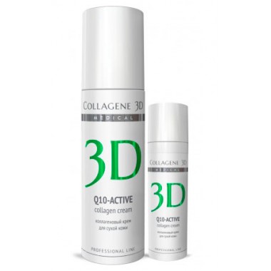 Collagene 3D Cream Q10-ACTIVE - ПРОФ Крем для лица с коэнзимом Q10 и витамином Е, антивозрастной уход для сухой кожи 150мл