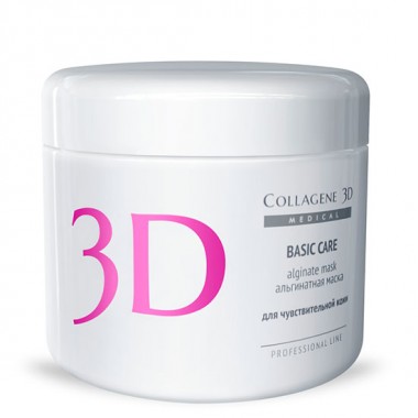 Collagene 3D Mask BASIC CARE - ПРОФ Альгинатная маска для лица и тела с розовой глиной 200гр