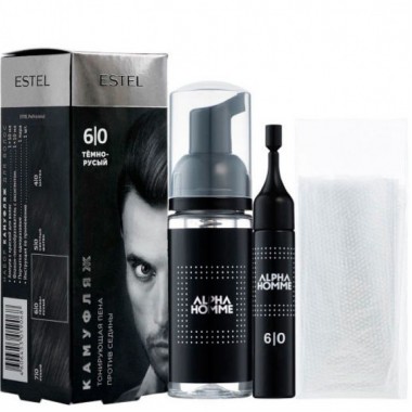 Estel Alpha Homme - Набор для камуфляжа волос 6/0 Тёмно-русый 10мл + 10мл + перчатки