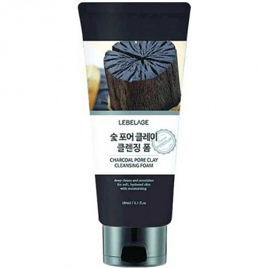 LEBELAGE Charcoal Pore Clay Cleansing Foam - Пенка для умывания сужающия поры с УГЛЁМ 180мл